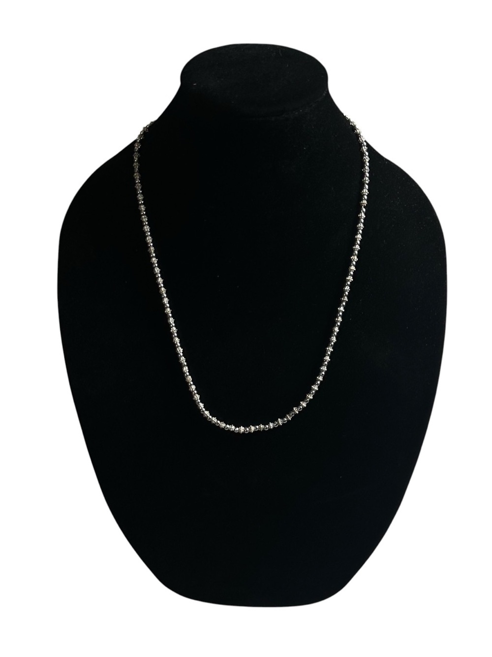 Vtg Napier Silver Tone Textured Filigree Bead Station Chain Necklace 24" Signed